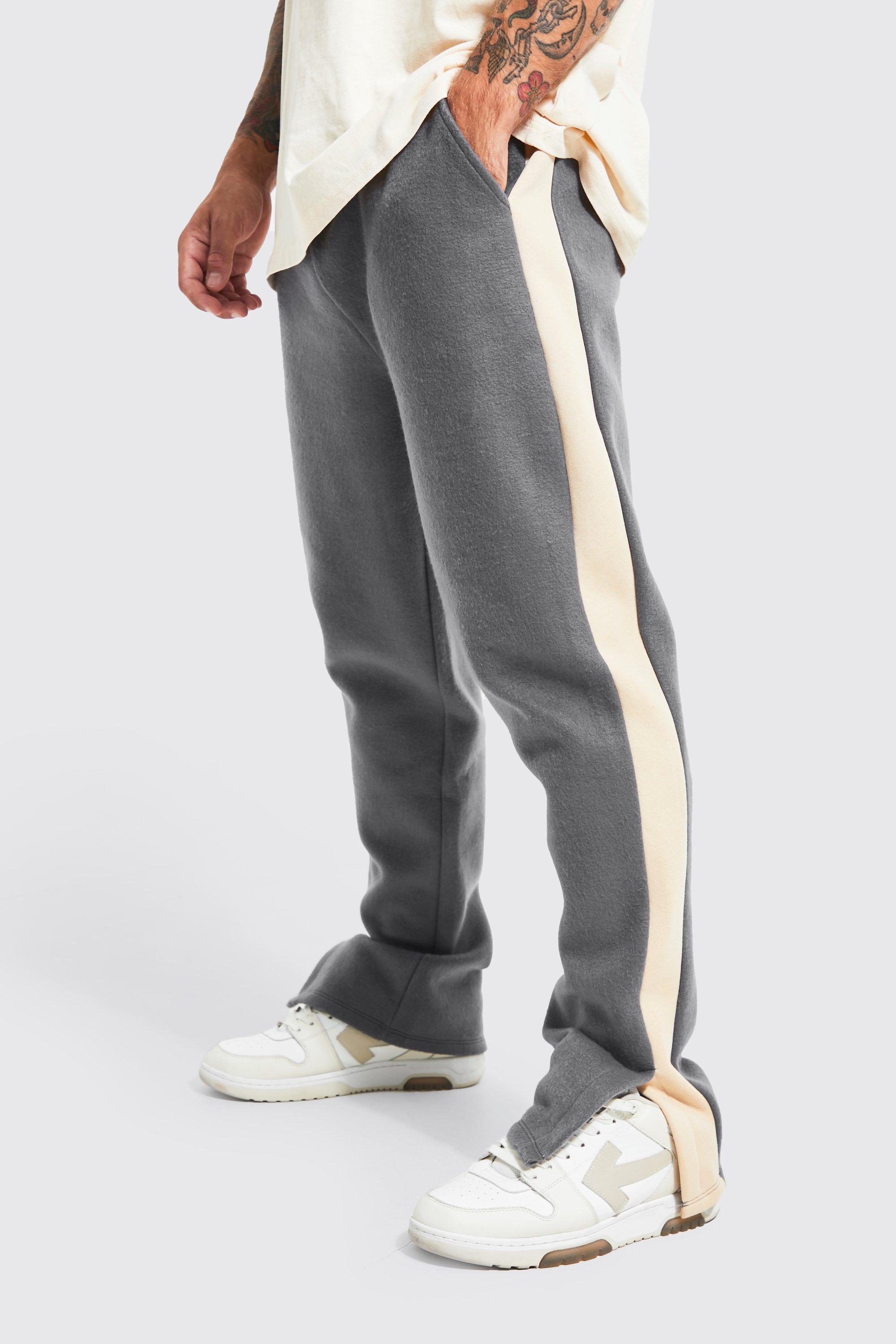 Brushed Panelled Split Hem Sweatpants | boohooMAN USA